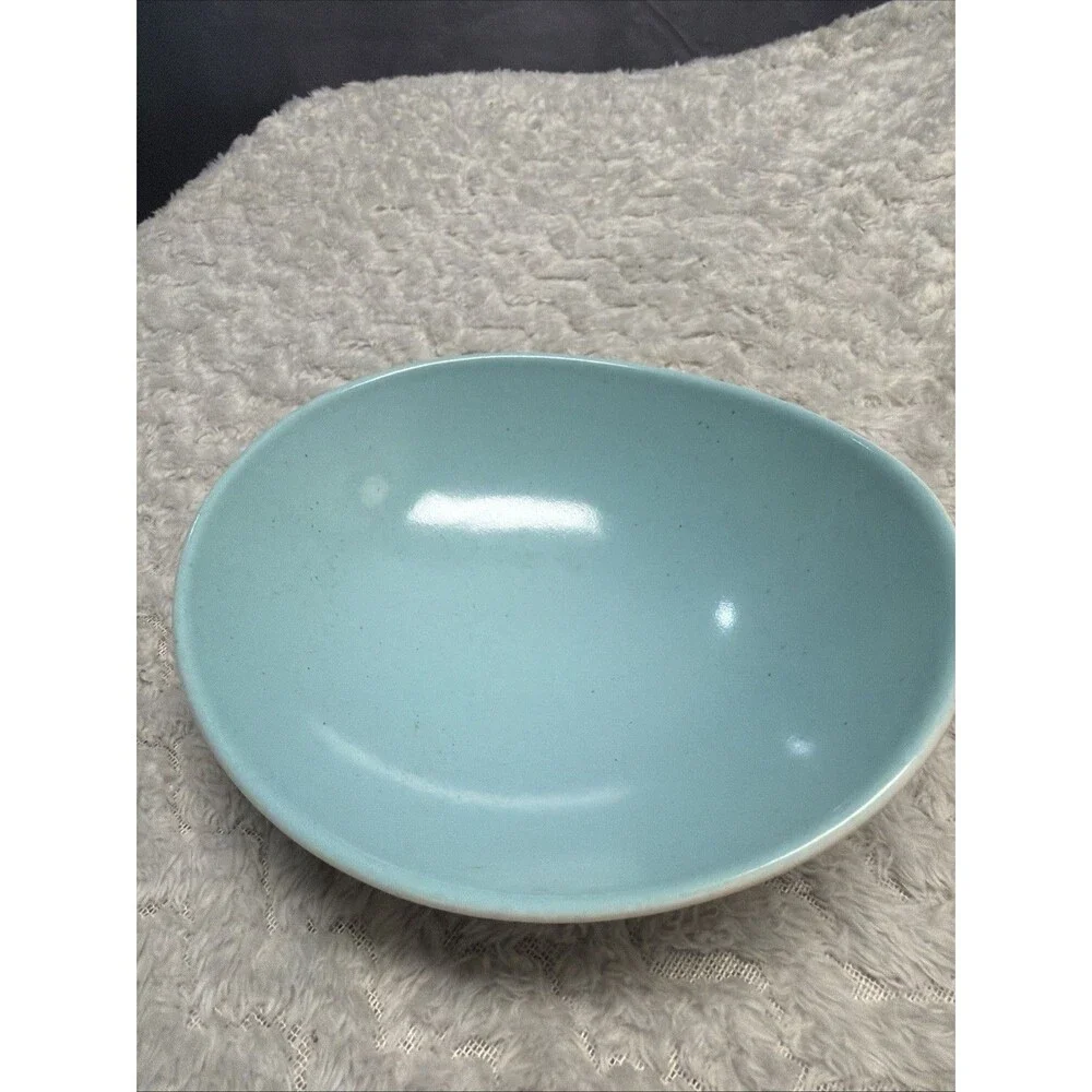 Metlox Poppytrail Del Rey Soup Cereal Bowls Turquoise Set Of 3 Egg Oval Shape